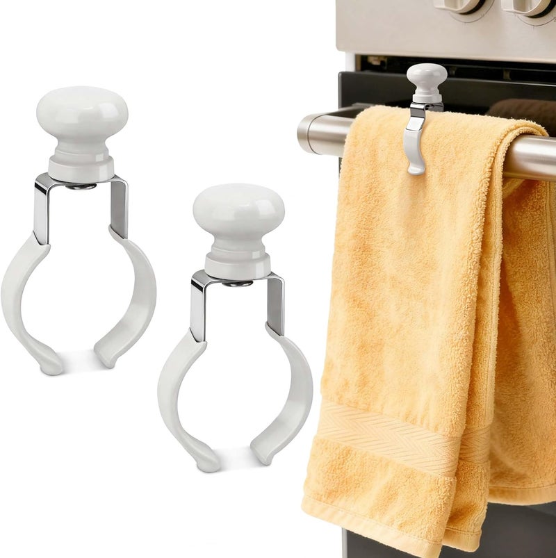 YANGSHUO Towel Clips Holder Kitchen: 2-Pack Metal Towel Clips | Rust & Heat Resistant Towel Holder - Prevents Towel Falling on Oven Handle, Stove, Dishwasher, Bathroom Rack, Gift for Women Mom - Image 1